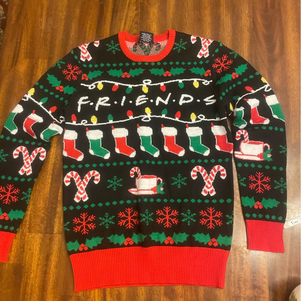 Friends holiday Christmas sweater. Size XS, S and Large. Central Perk